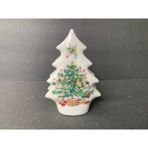 Vintage Lefton Christmas Tree Napkin Holder - Hand Painted Holiday Kitchen Decor